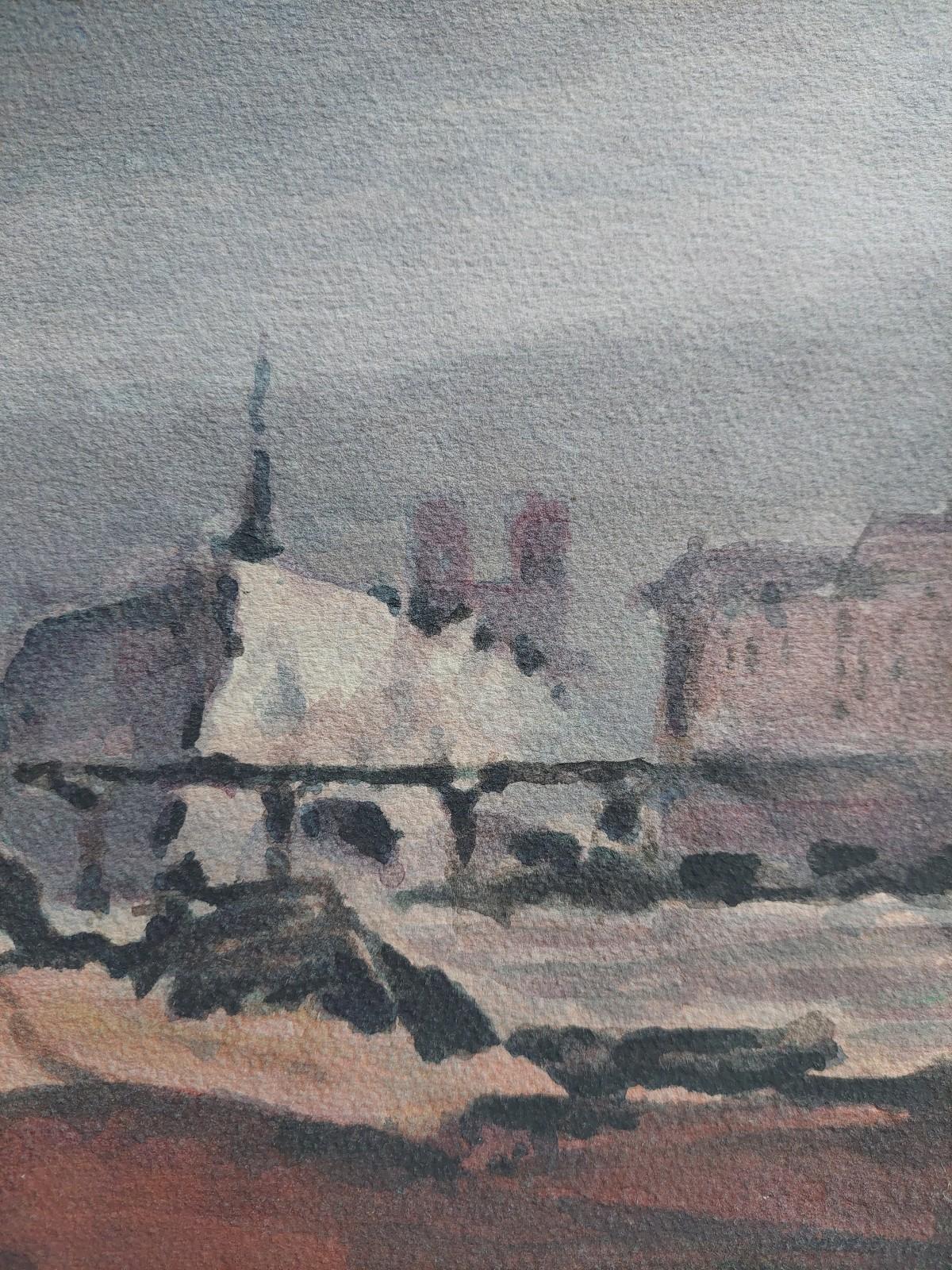 French Modernist Cubist Painting Storm Approaching Paris For Sale 4