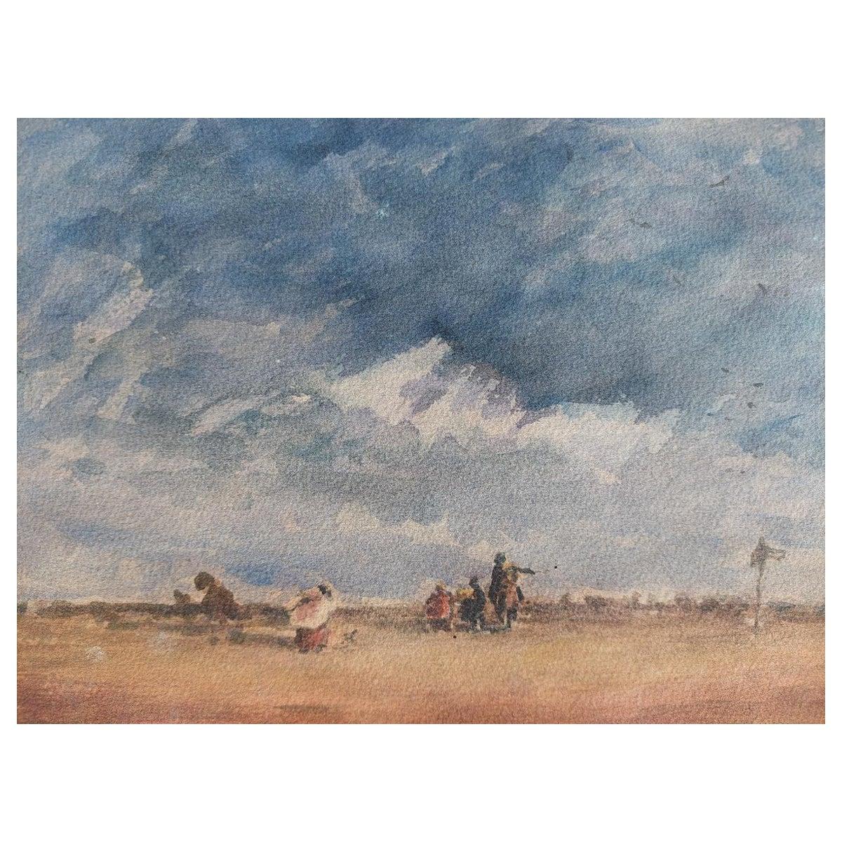 Unknown Landscape Painting - French Modernist Cubist Painting Travellers on a Path