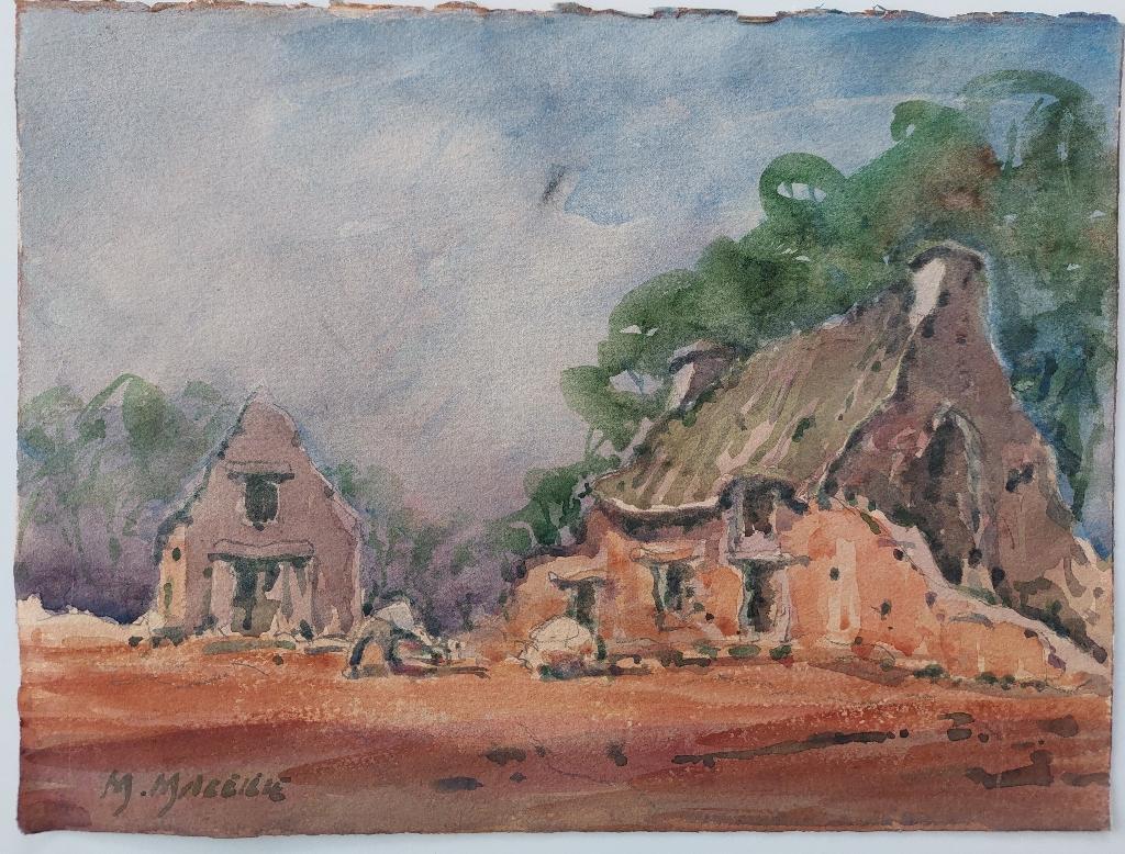 French Modernist Cubist Painting Village Work For Sale 8