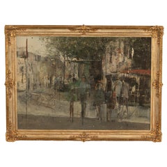 French Modernist Impressionist Paris Street Scene Oil on Canvas Painting 1969