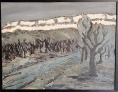 Französische Berglandschaft Öl auf Leinwand. St. Victoire in der Dämmerung..
