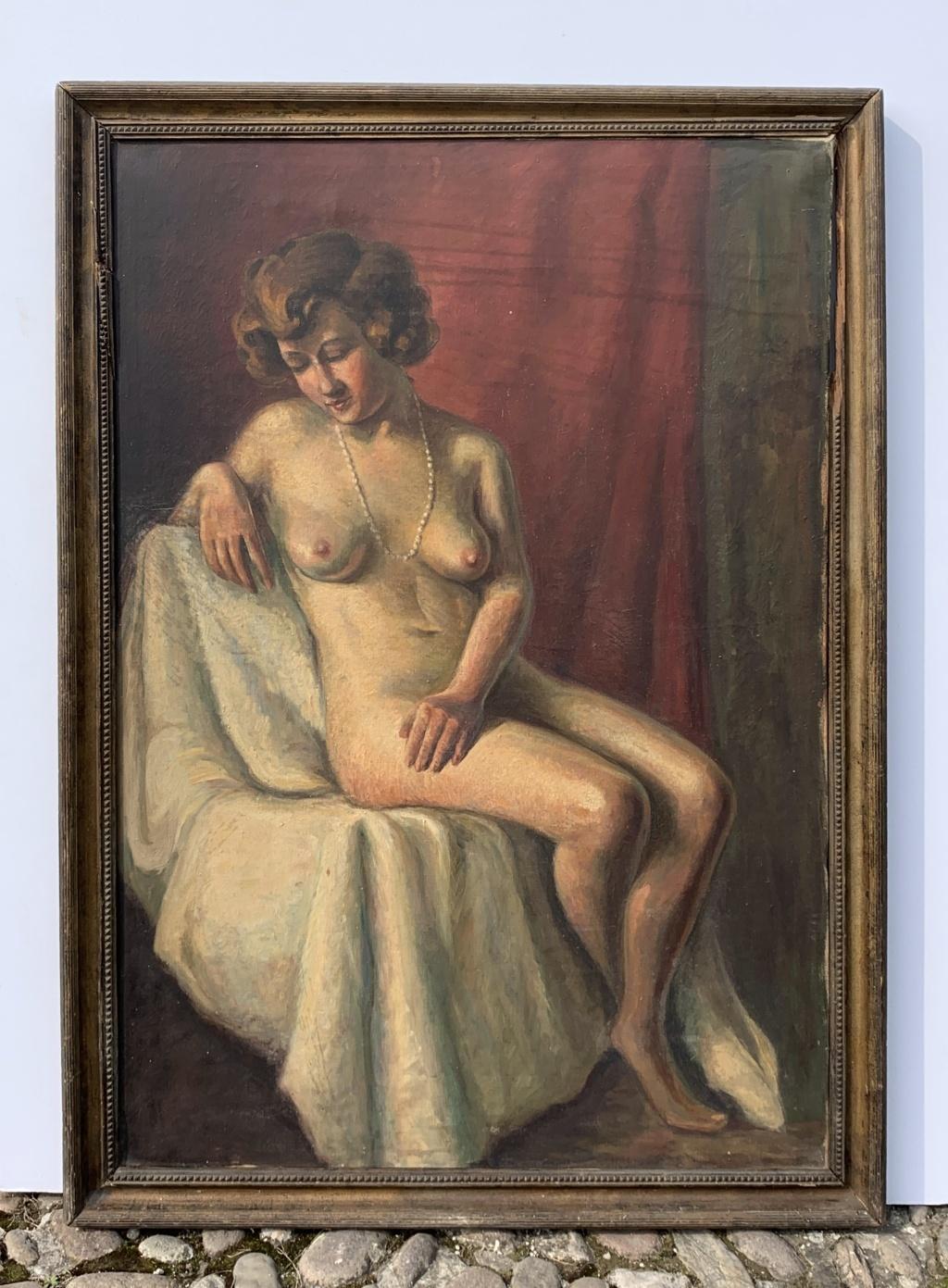 French nudes painter - 20th century figure painting - Oil on canvas Paris - Painting by Unknown