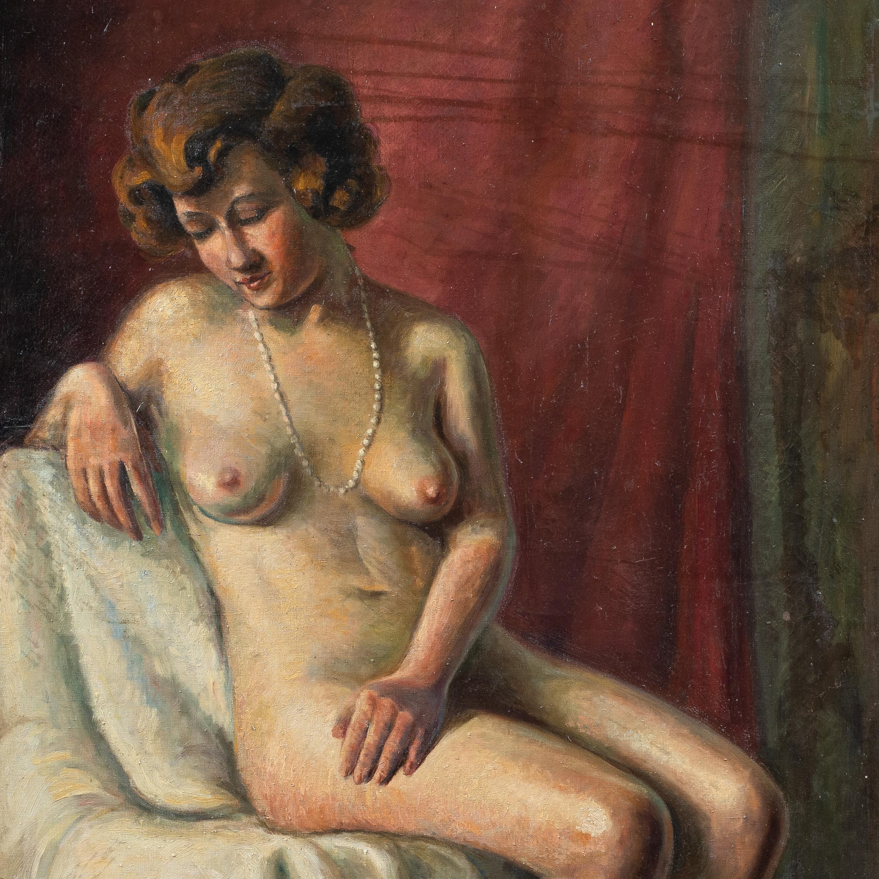 Französischer Aktmaler - 20. Jahrhundert Figurenmalerei - Öl auf Leinwand Paris – Painting von Unknown