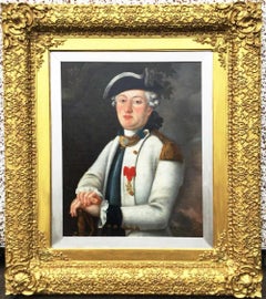 French Officer Portrait 18thc Wearing Order of St.Louis
