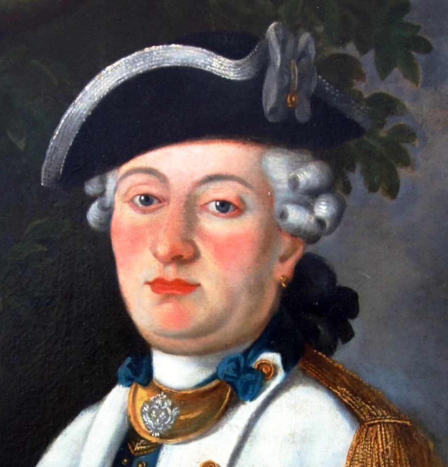 French Officer Portrait 18thc Wearing Order of St.Louis - Beige Figurative Painting by Unknown