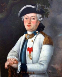 French Officer Portrait 18thc Wearing Order of St.Louis