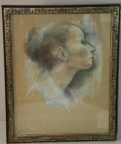 French Oil Pastel Female Portrait