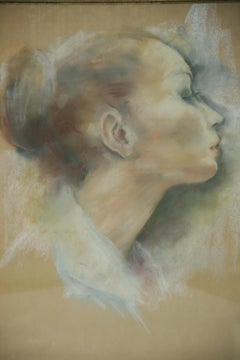 French Oil Pastel Female Portrait