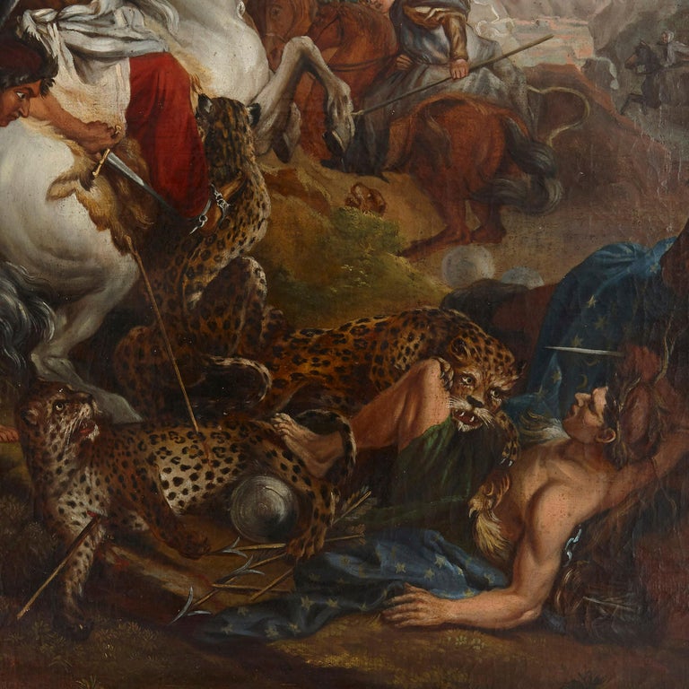 French Old Master painting of a leopard attack For Sale 1