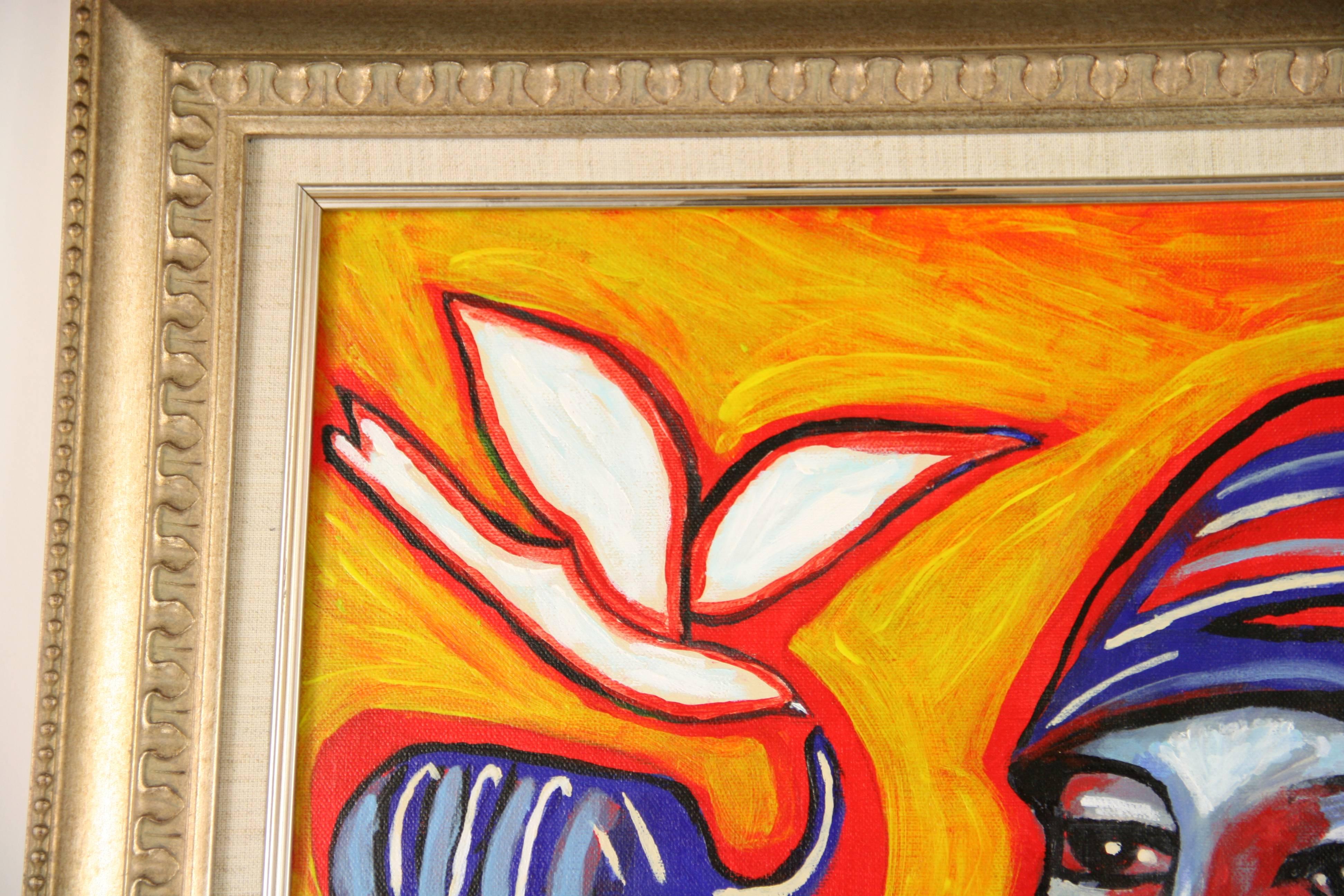 French Oversized  Deco Lady  Fauvist Figurative Painting by Martino For Sale 3