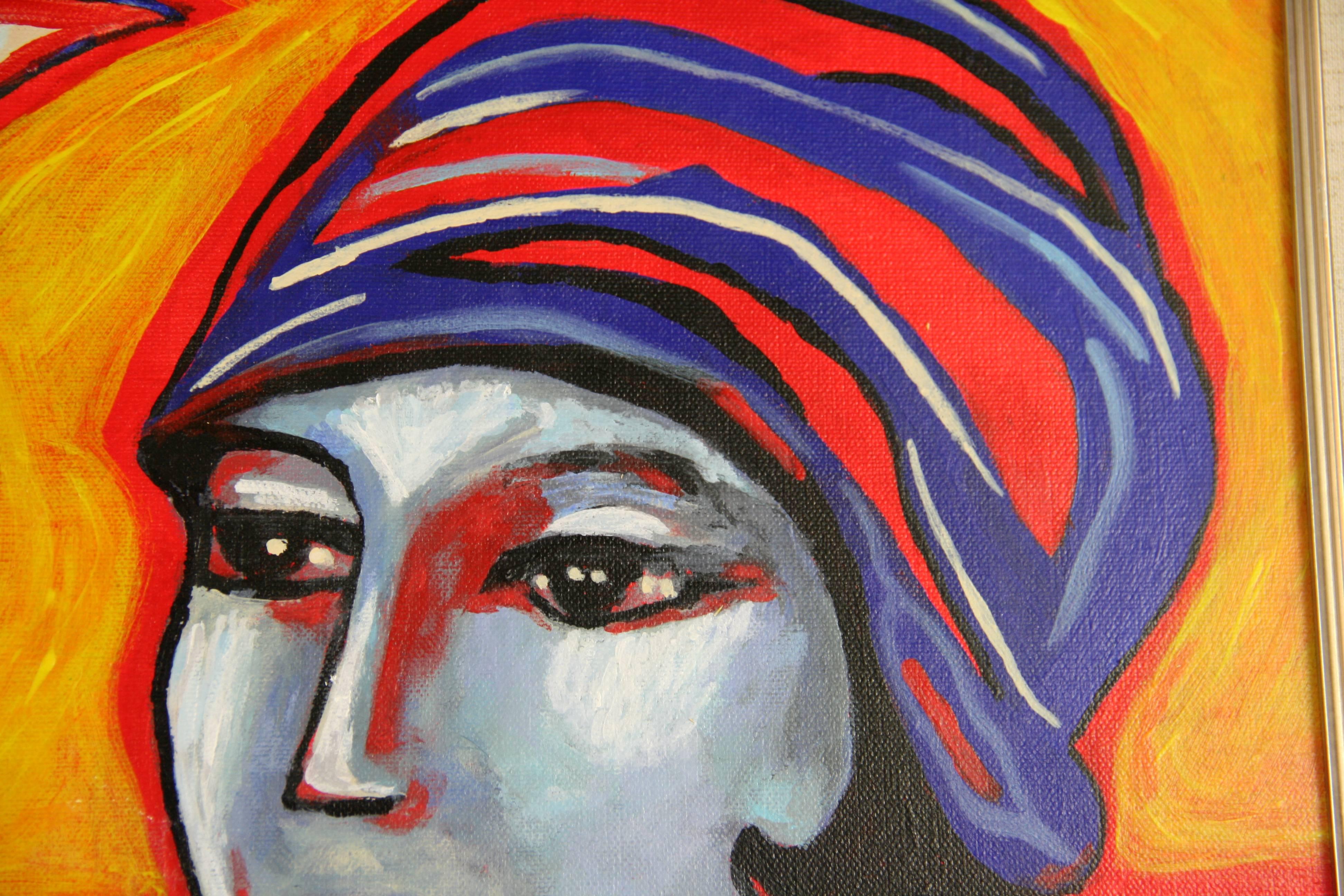 French Oversized  Deco Lady  Fauvist Figurative Painting by Martino For Sale 4