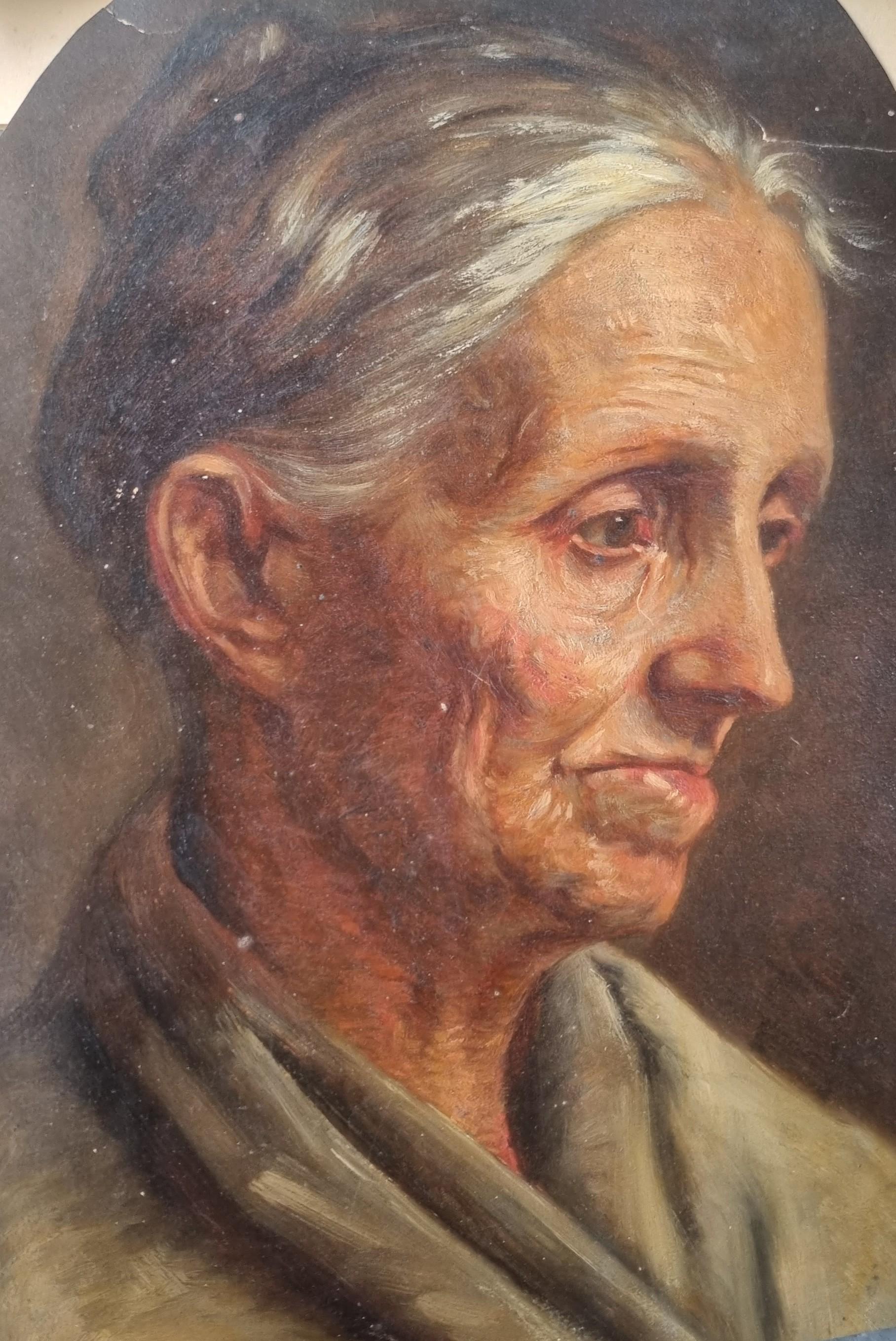 Pintura francesa Finales del siglo XIX Escuela realista Anciana de Bretaña Rozenn - Painting de Unknown