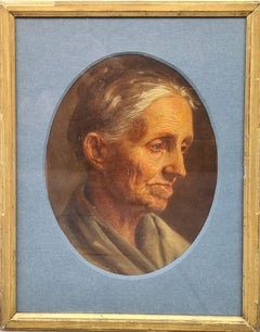Quadro francese Fine XIX secolo Scuola realista Vecchia donna di Bretagna Rozenn