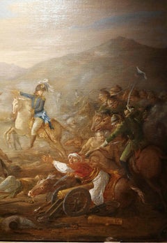 French Painting Napoleonic Battle 19 century oil canvas