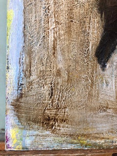 French Pop Art Modernist Textured Painting Abstract With Stencilled Letters