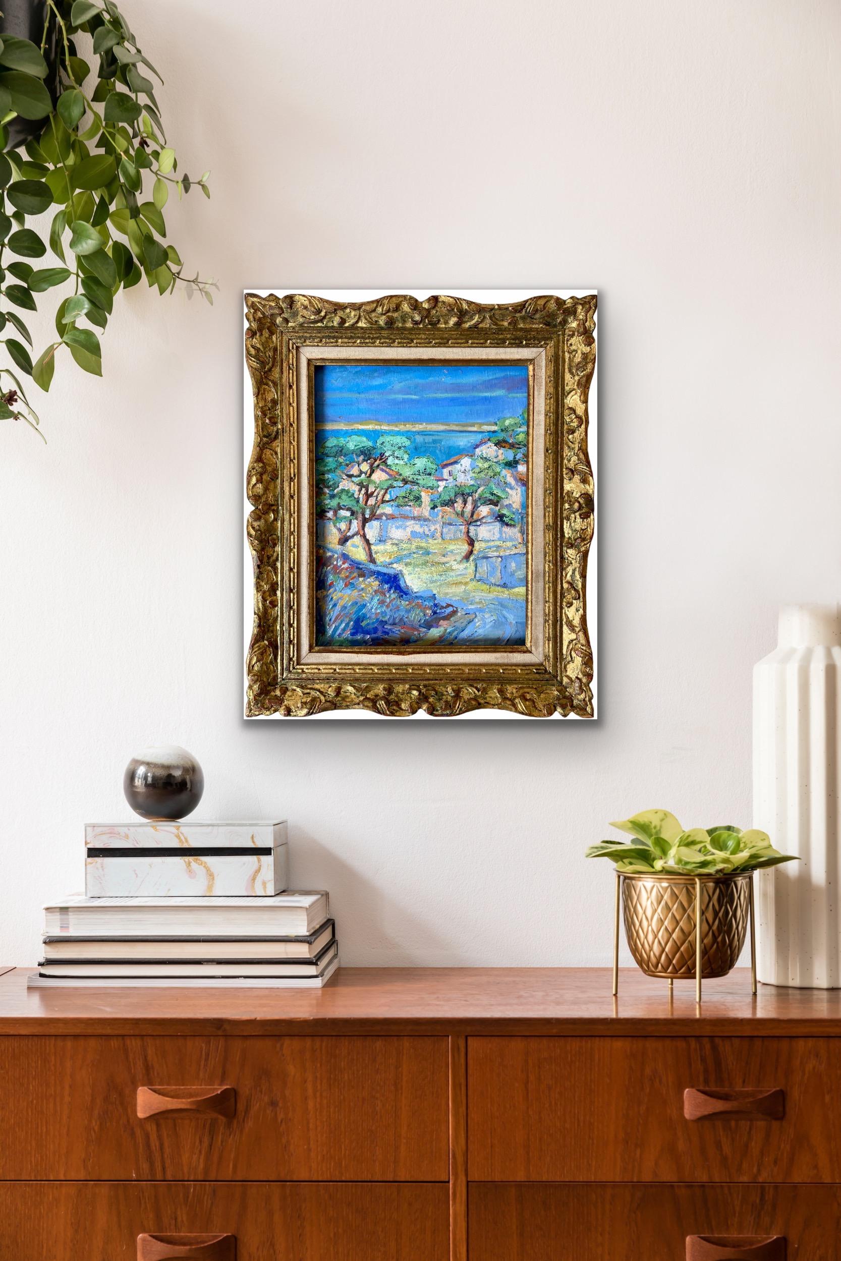 French Post Impressionist painting - Ecole de Paris - Provence landscape harbour 1