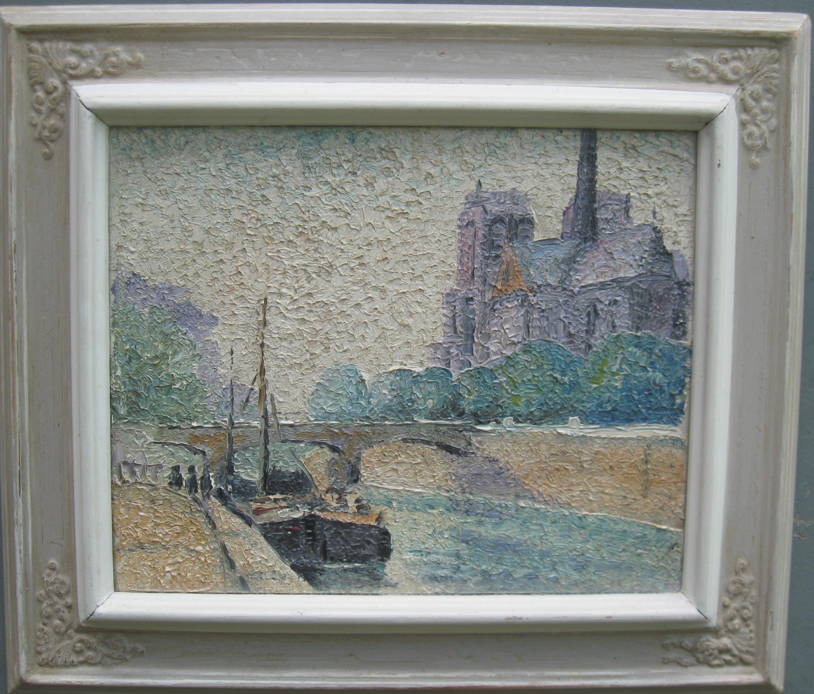 Unknown Landscape Painting - French Post Impressionist Paris oil on canvas circa 1930's