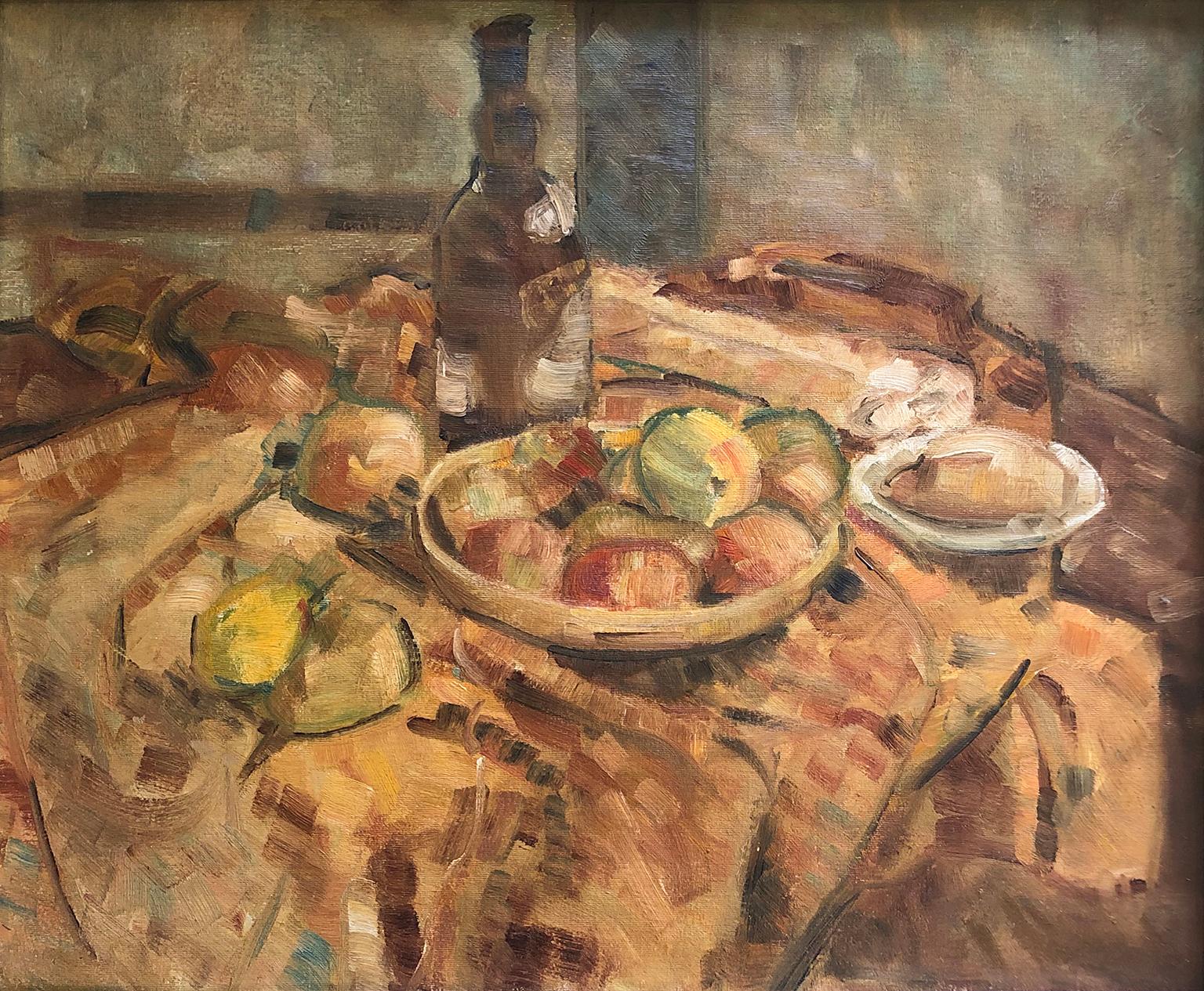 French Post Impressionist School - Kitchen Table Still Life - Painting by Unknown
