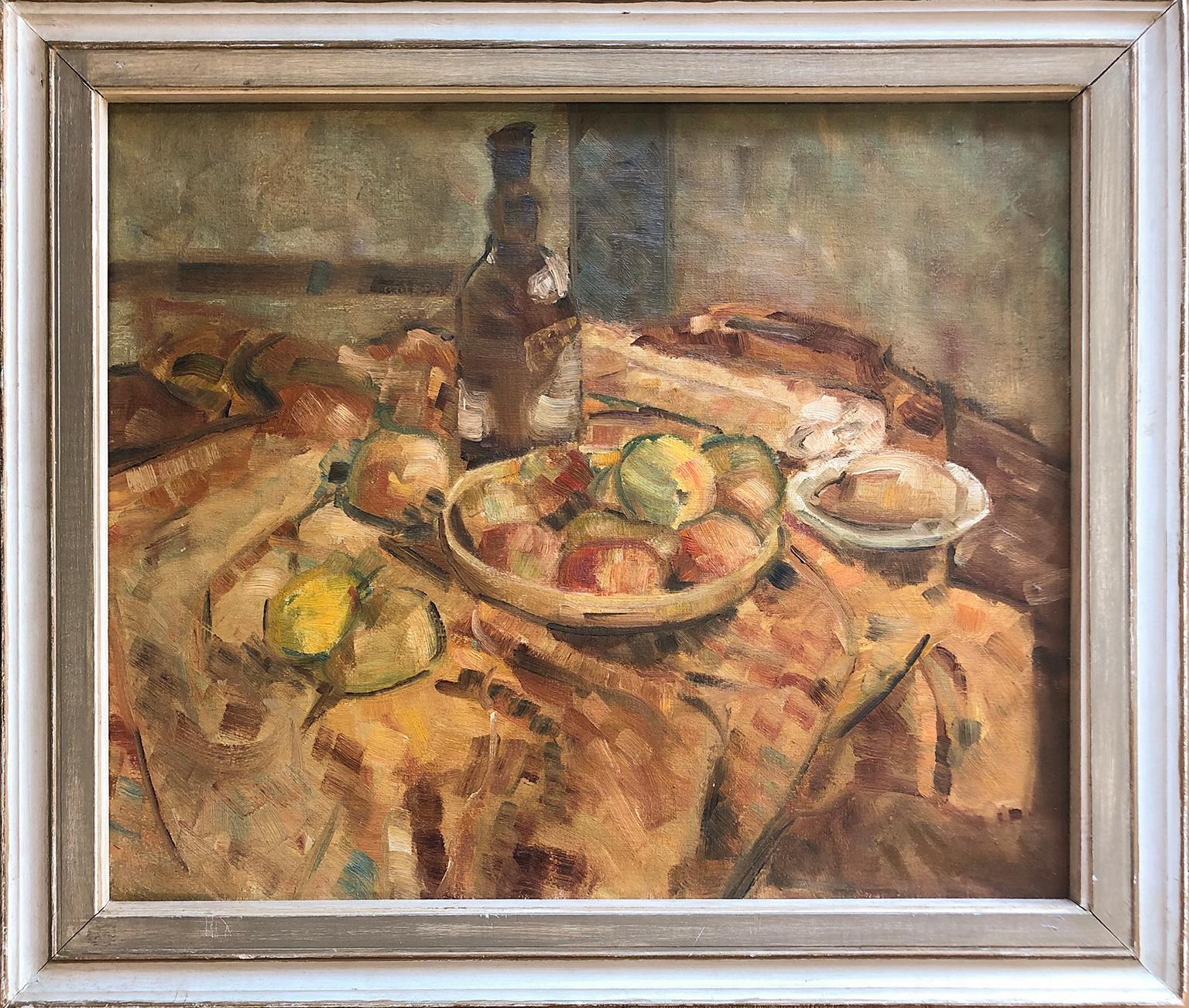Unknown Interior Painting - French Post Impressionist School - Kitchen Table Still Life