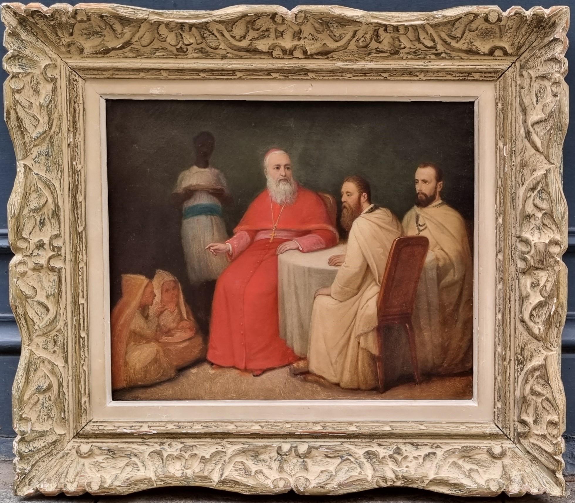 Peinture religieuse française 19ème Blancs Pères Missionnaires Afrique LAVIGERIE - Painting de Unknown