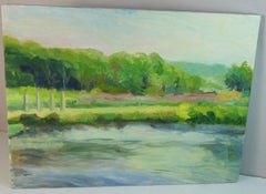 French Riverbank Impressionist Landscape oil Painting