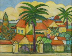 French Riviera Landscape Painting, Acrylic on Board, Signed, 1960s