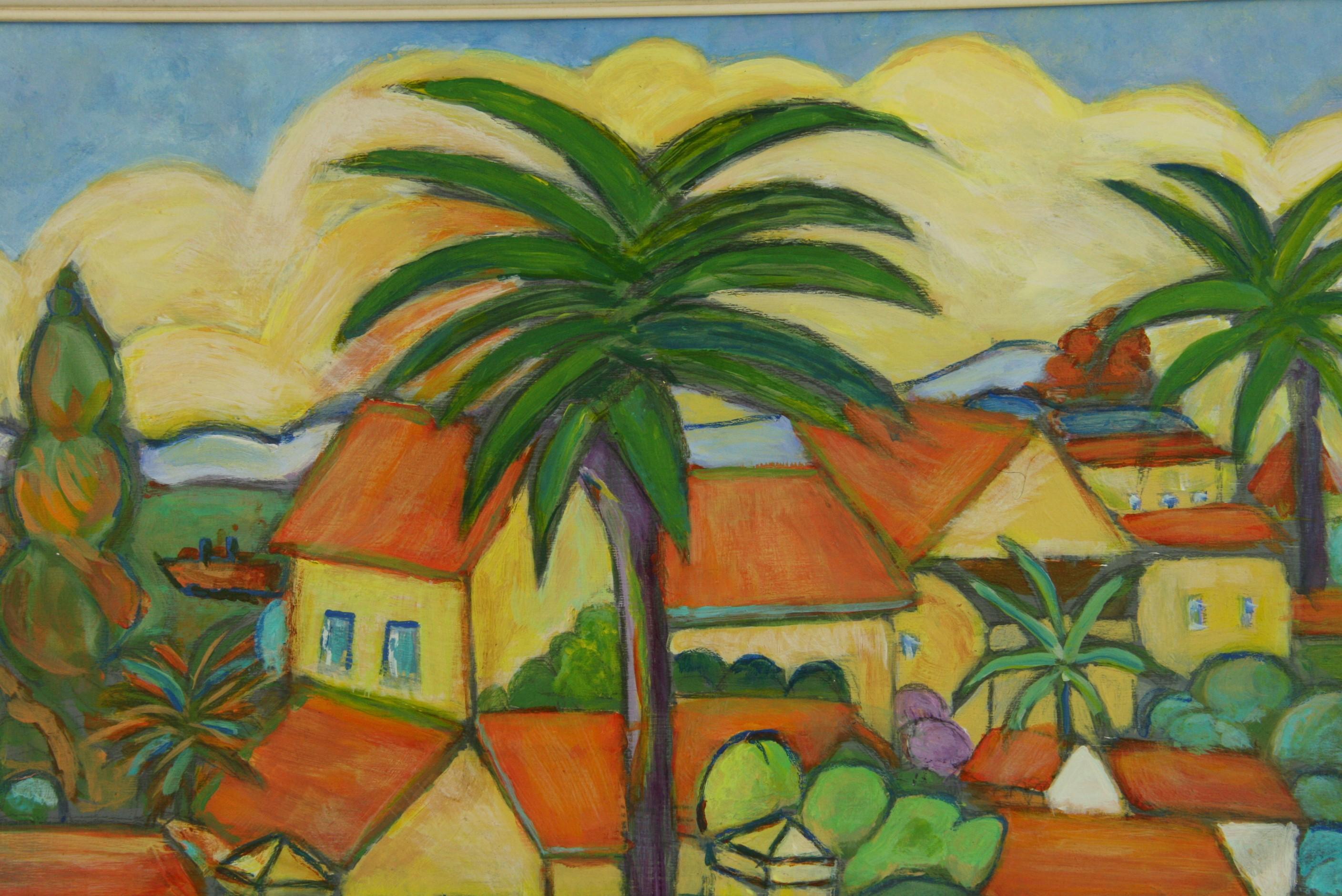 Côte d'Azur Saint Tropez Paysage  Peinture - Beige Landscape Painting par Unknown