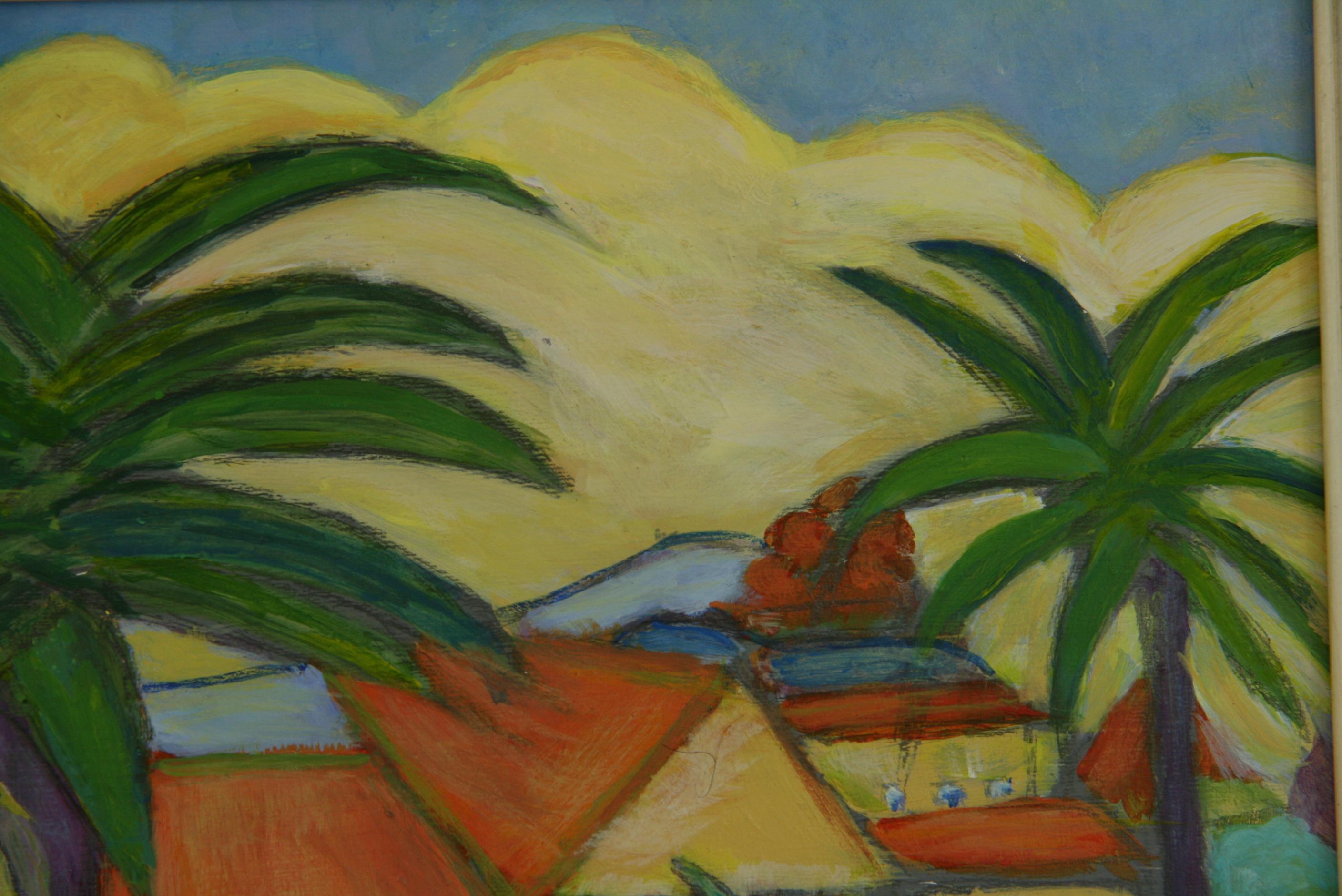 French Riviera Saint Tropez Landscape  Painting - Beige Landscape Painting by Unknown