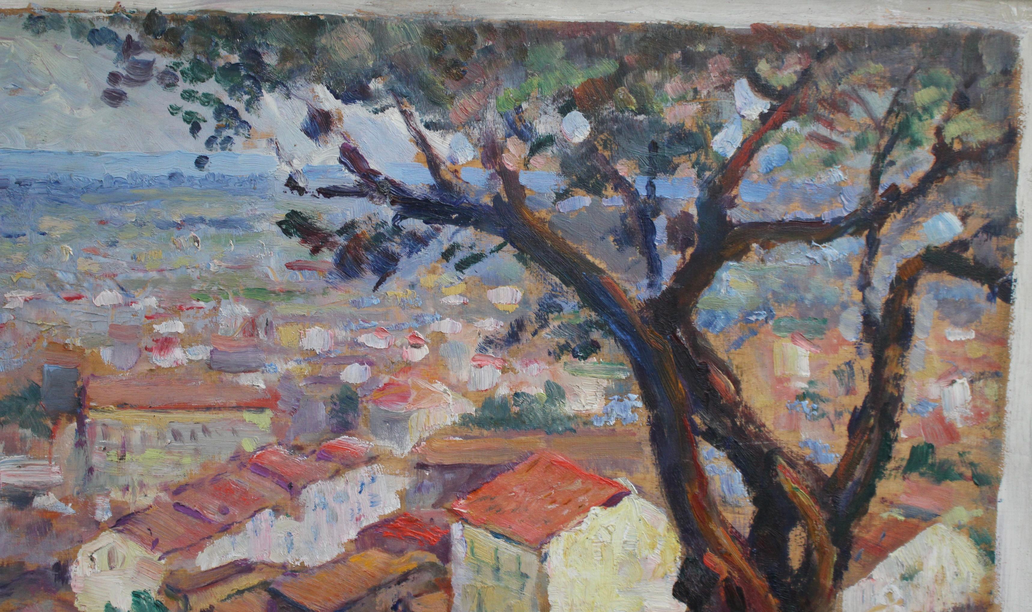 'French Riviera View', French School (circa 1950s) - Brown Landscape Painting by Unknown