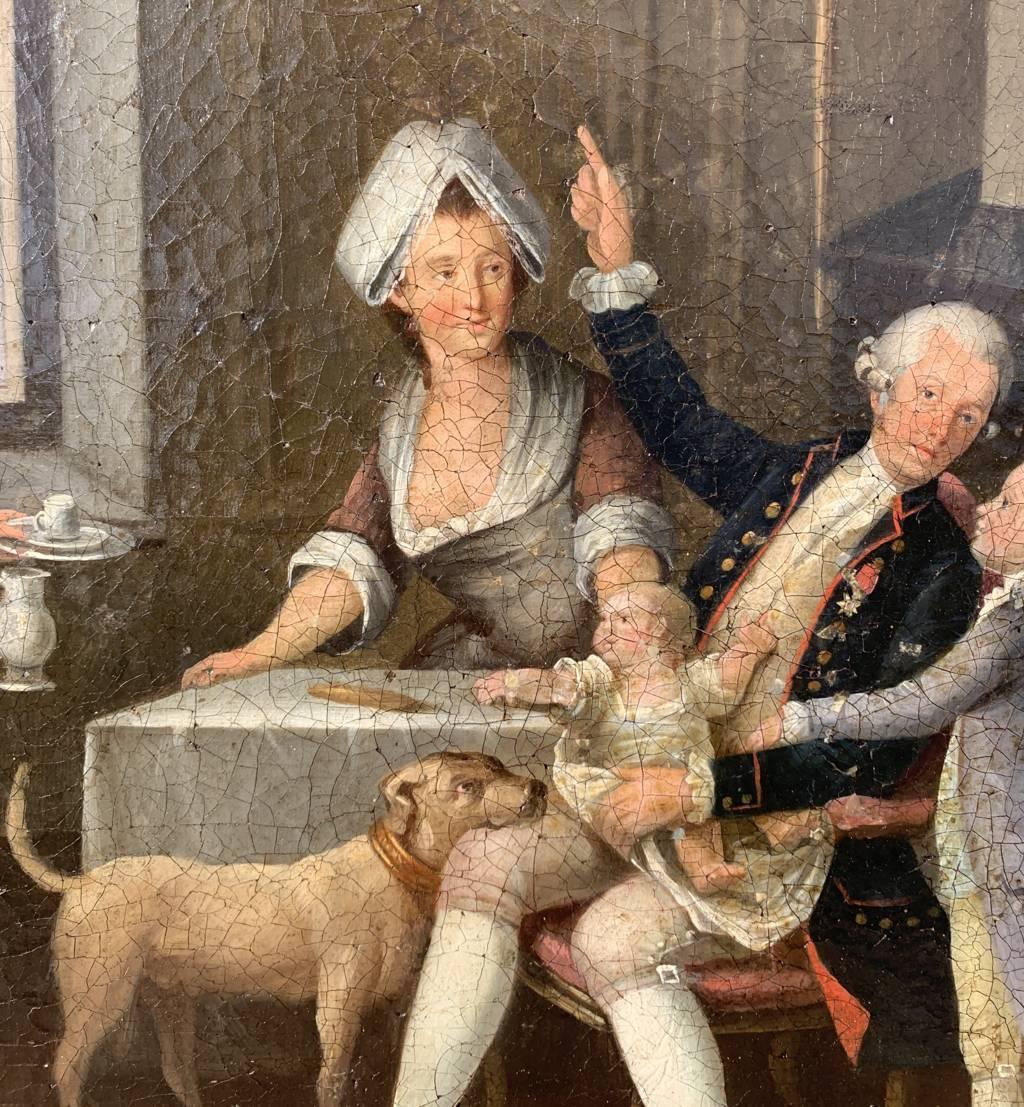 French Rococò painter - 18th century figure painting - Breakfast interior For Sale 3