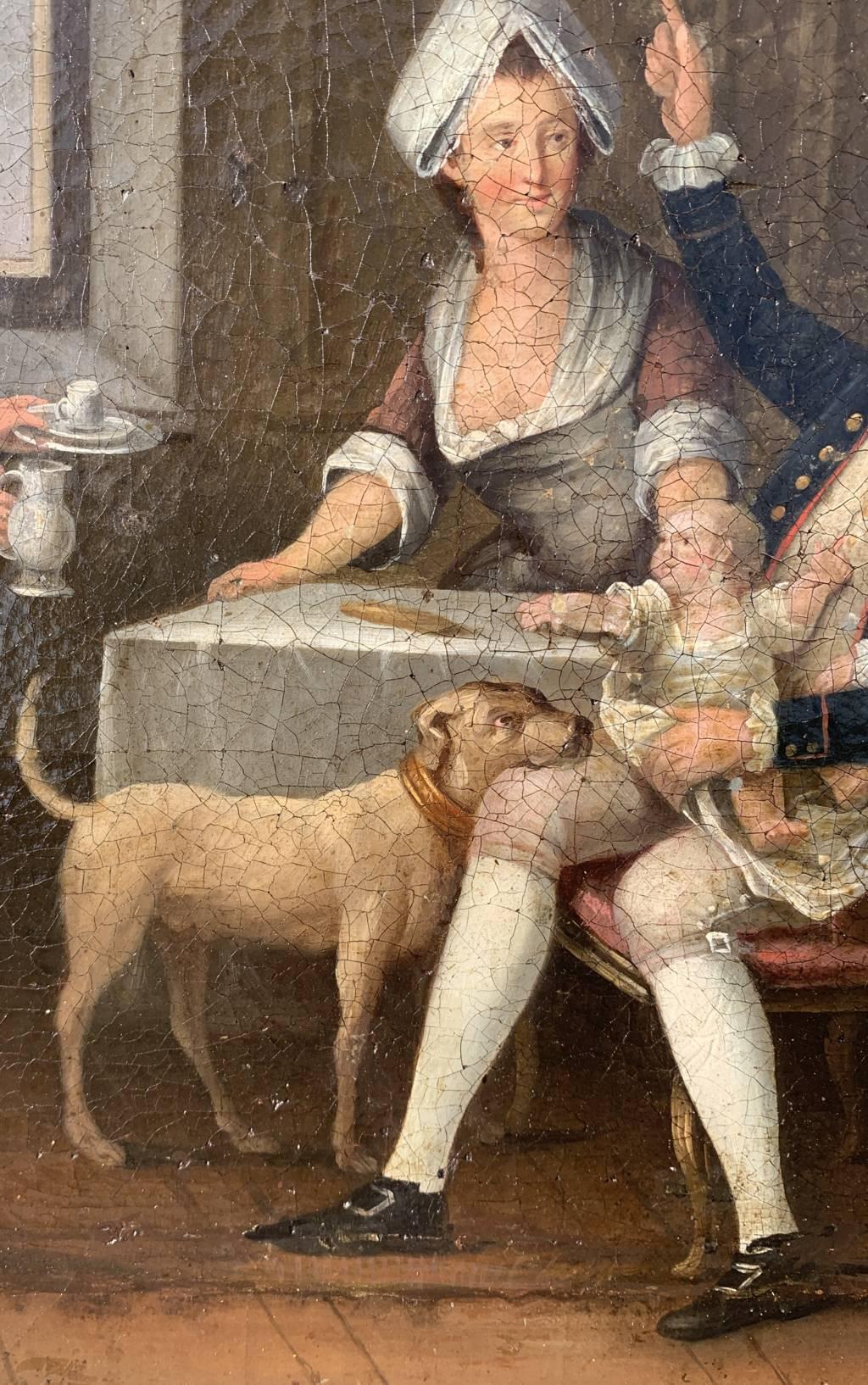 Peintre rococo français - Peinture de personnages du XVIIIe siècle - Intérieur de petit déjeuner en vente 5