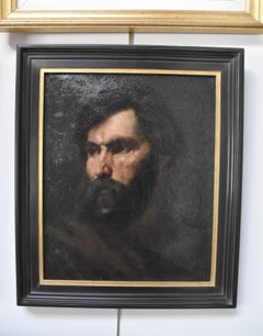 French Romantic School, 19th Century,  Manly head of bearded man, oil on canvas