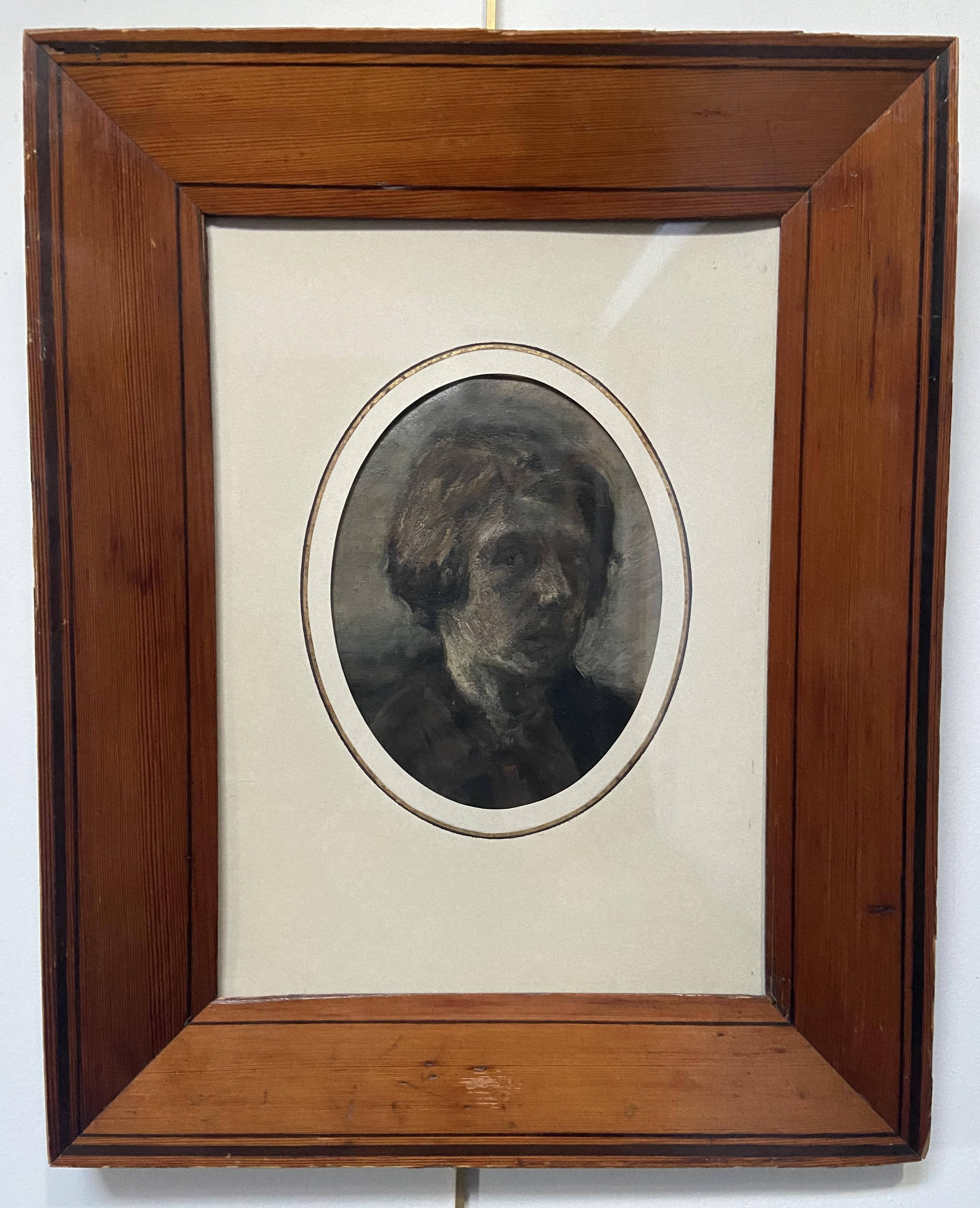 École romantique française, XIXe siècle, Portrait d'un homme, huile sur papier - Painting de Unknown