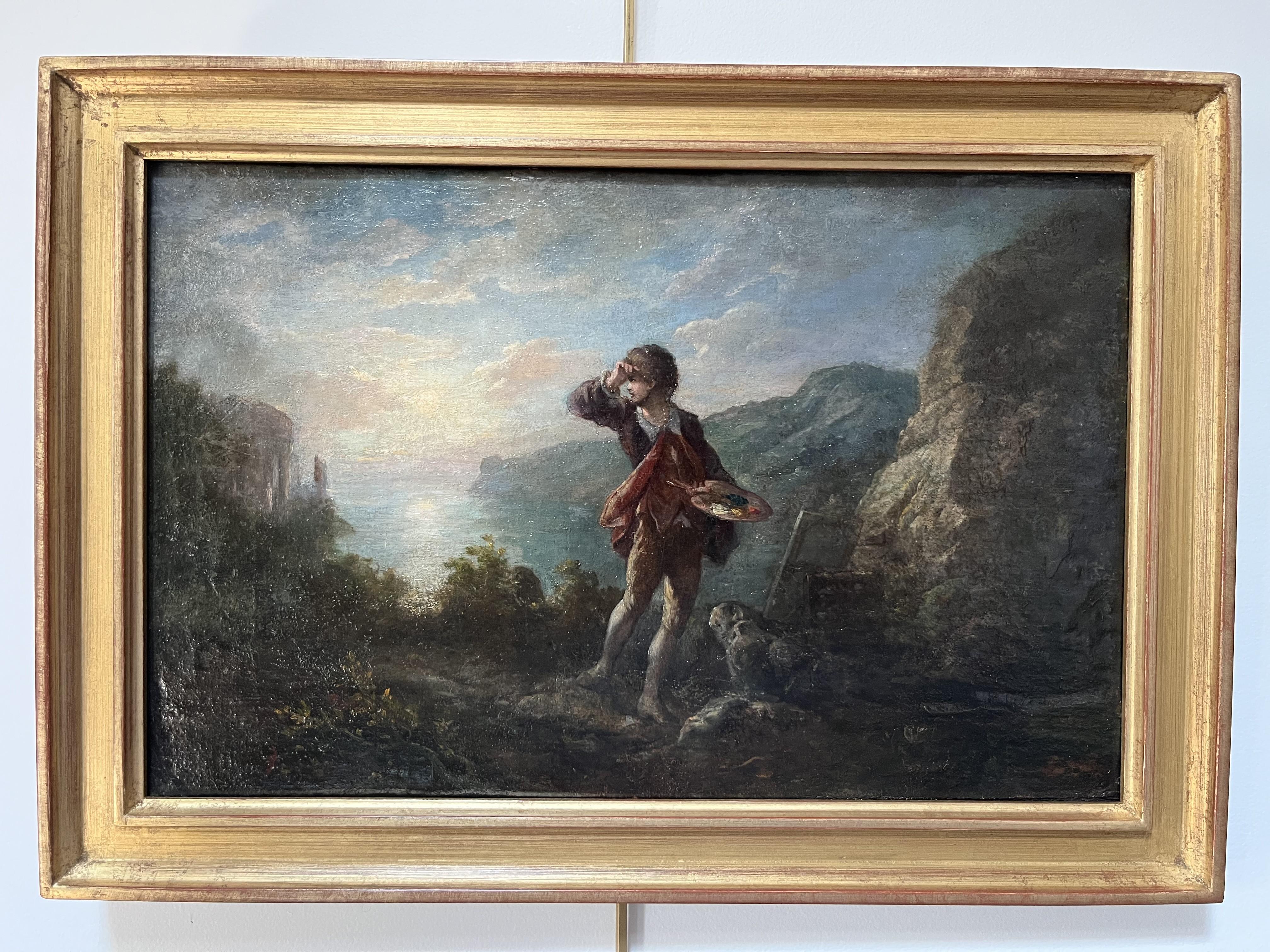 Scuola romantica francese XIX secolo L'ispirazione dell'artista Olio su tela - Painting di Unknown