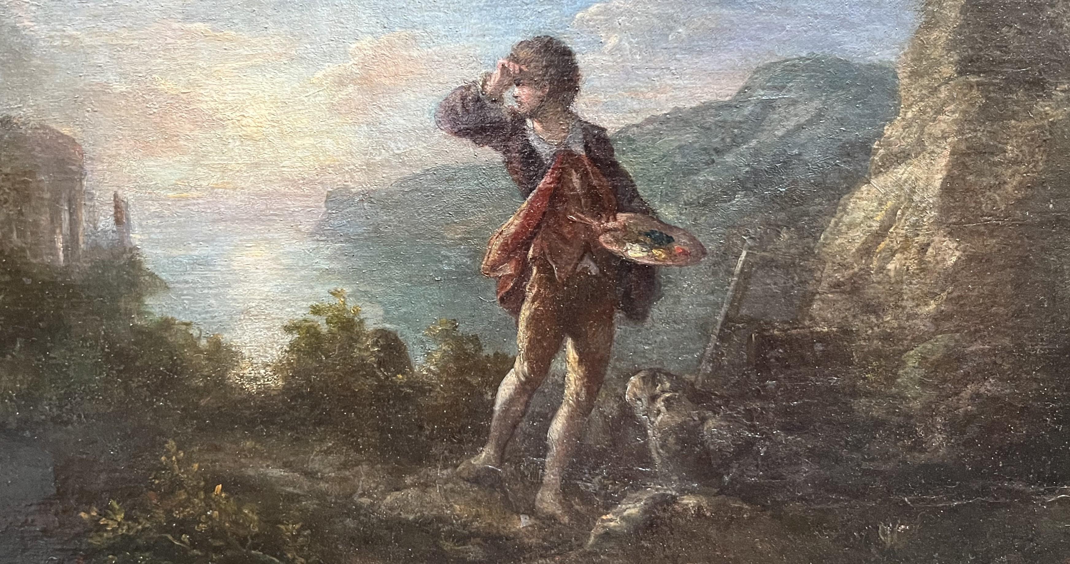 Scuola romantica francese XIX secolo L'ispirazione dell'artista Olio su tela in vendita 2