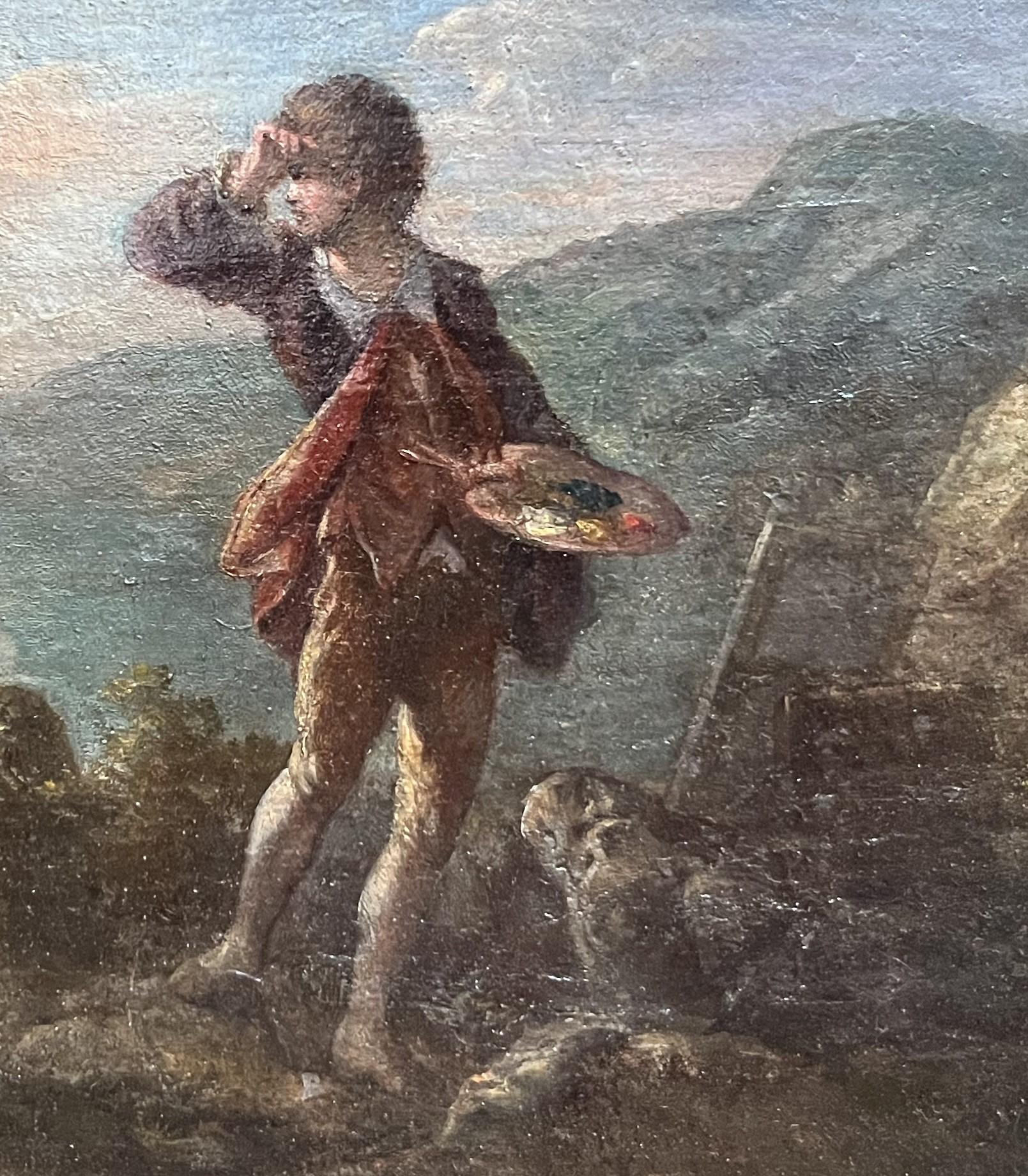 Scuola romantica francese XIX secolo L'ispirazione dell'artista Olio su tela in vendita 3