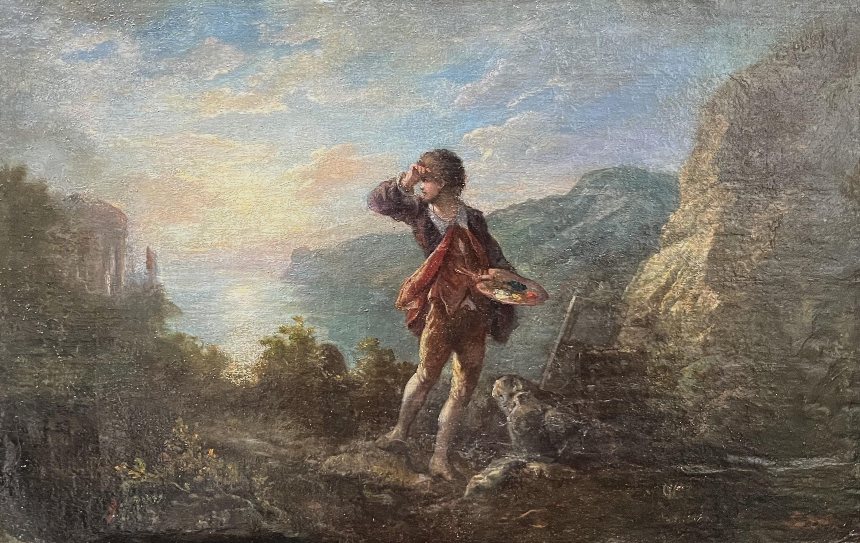 Figurative Painting di Unknown - Scuola romantica francese XIX secolo L'ispirazione dell'artista Olio su tela