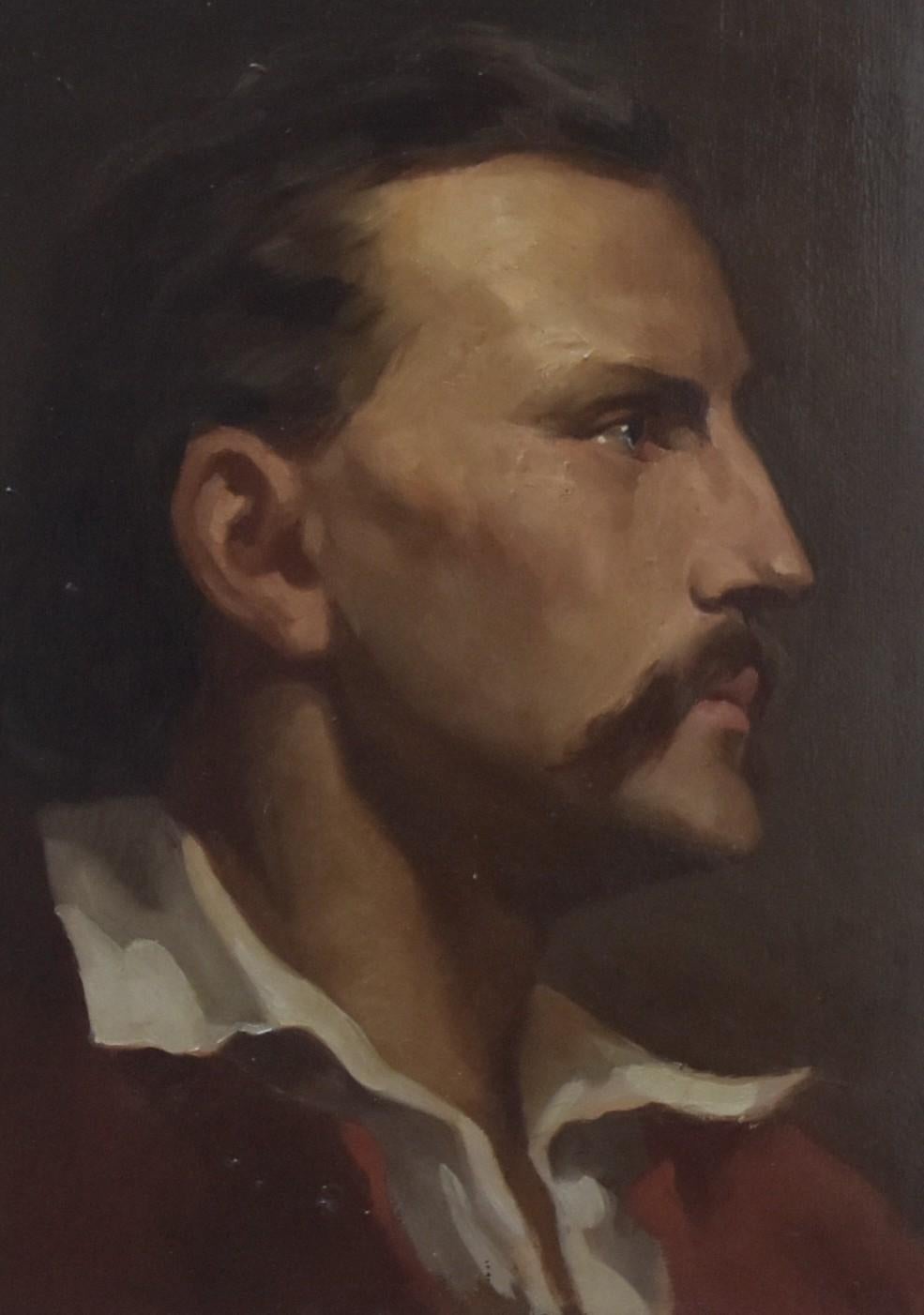 French Romantic school, Portrait of a man, oil on canvas - Black Figurative Painting by Unknown