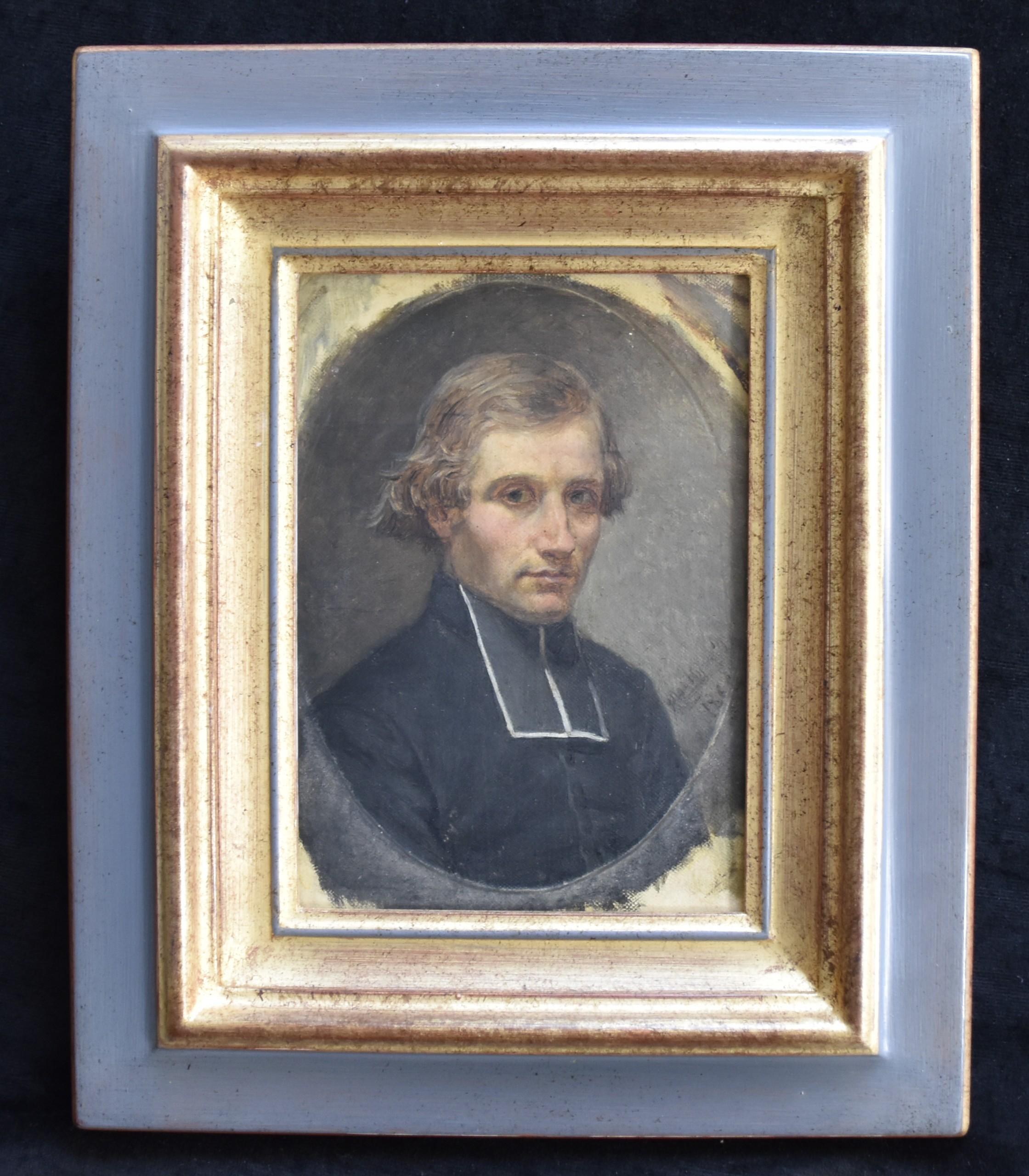 French Romantic School, 
Portrait of a young priest, 1860
Signed (illegible) and dated 1860
oil on canvas
21.5 x 16 cm
In a modern frame :  35 x 29 cm