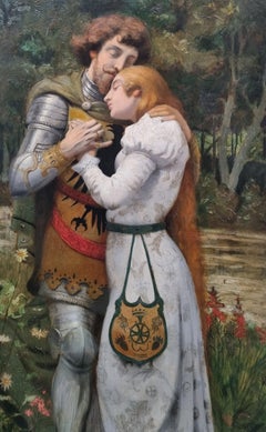 French RomanticPainting Art nouveau Late 19th Farewell of the Knight