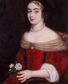 French School, 17th Century, 'Portrait of the Marquise de Grugieres', oil canvas