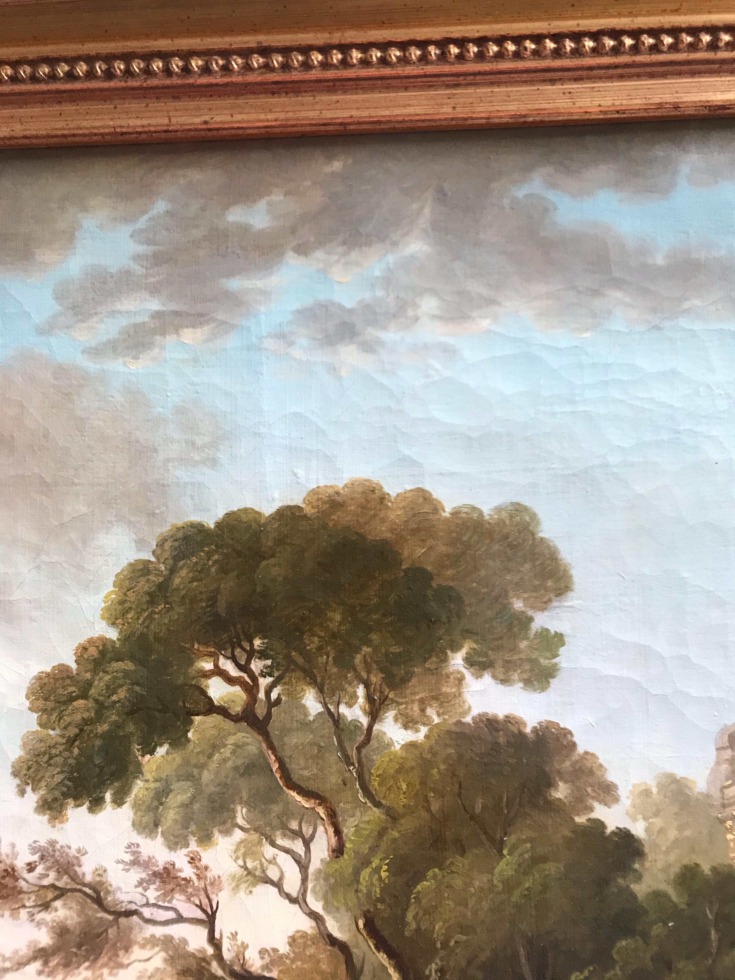 French School 18th Century - Seaside Landscape With Roman Ruins and Galleon For Sale 1