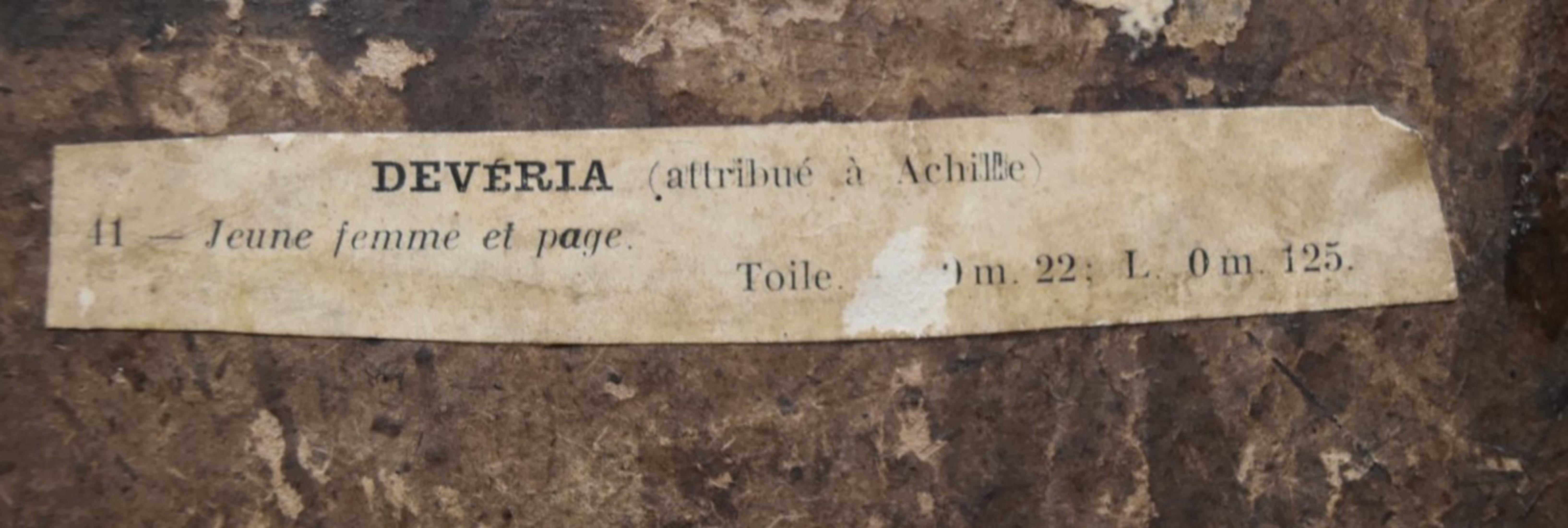 Französische Schule des 19. Jahrhunderts, zugeschrieben Achille Deveria (1800-1857)
Eine Dame und ein Junge mit einem Hund, eine Szene im Stil der Renaissance
Öl auf Holzplatte
22 x 13 cm
Ein Label auf der Rückseite mit dem Hinweis auf die
