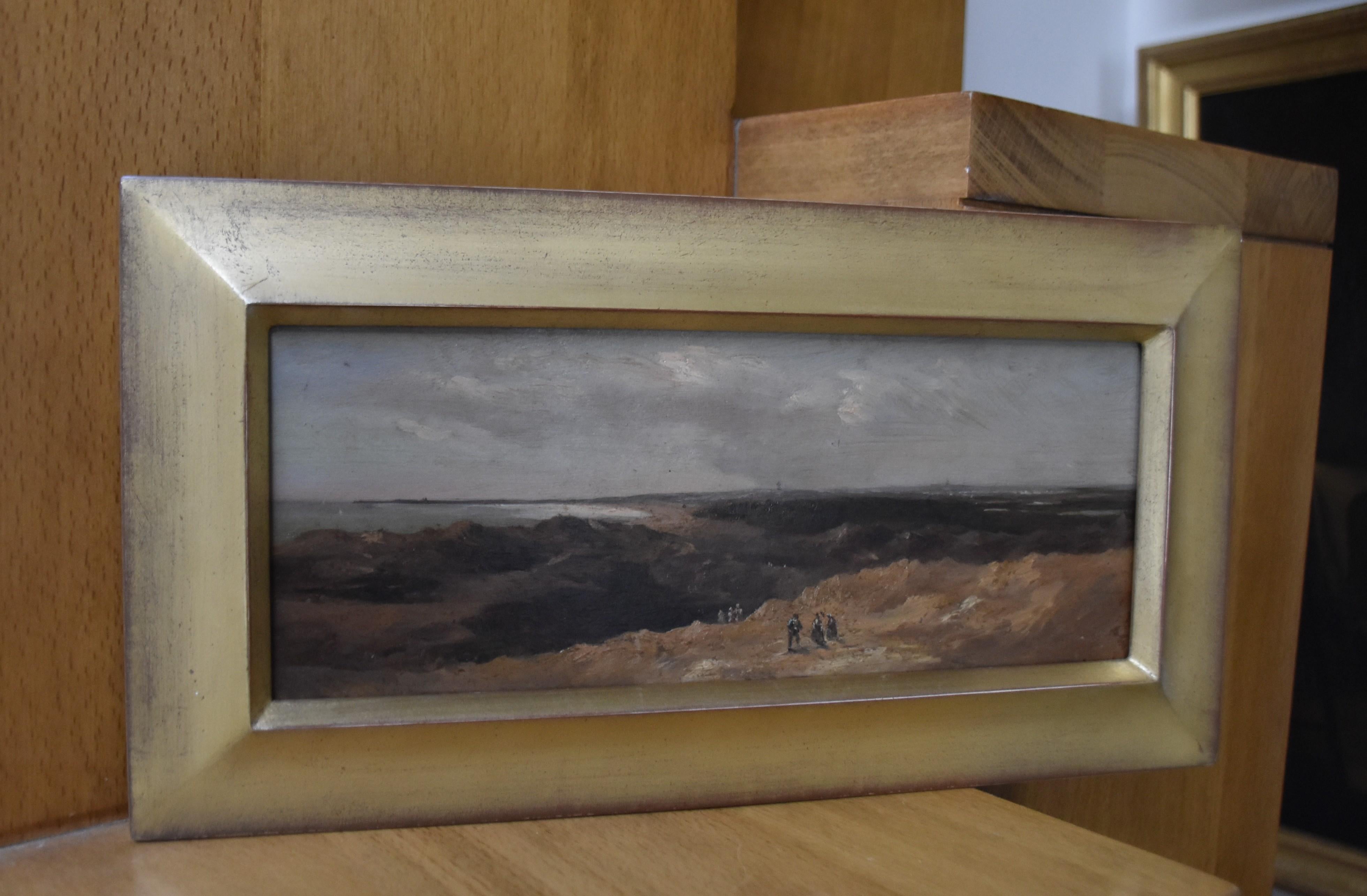 French School 19th century, Animated dune landscape, oil on panel For Sale 5
