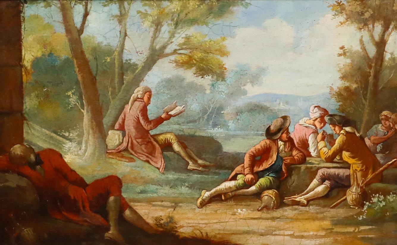 Huile de l'école française du XIXe siècle - Une journée au parc - Painting de Unknown