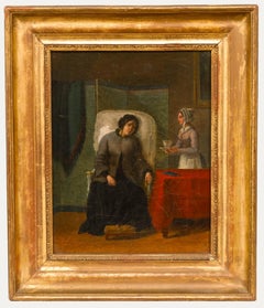French School 19th Century Oil - Convalescence