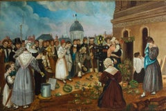 French School 19th Century Oil - French Funeral Scene