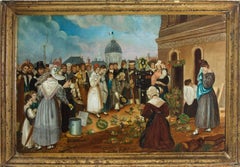 French School 19th Century Oil - French Funeral Scene