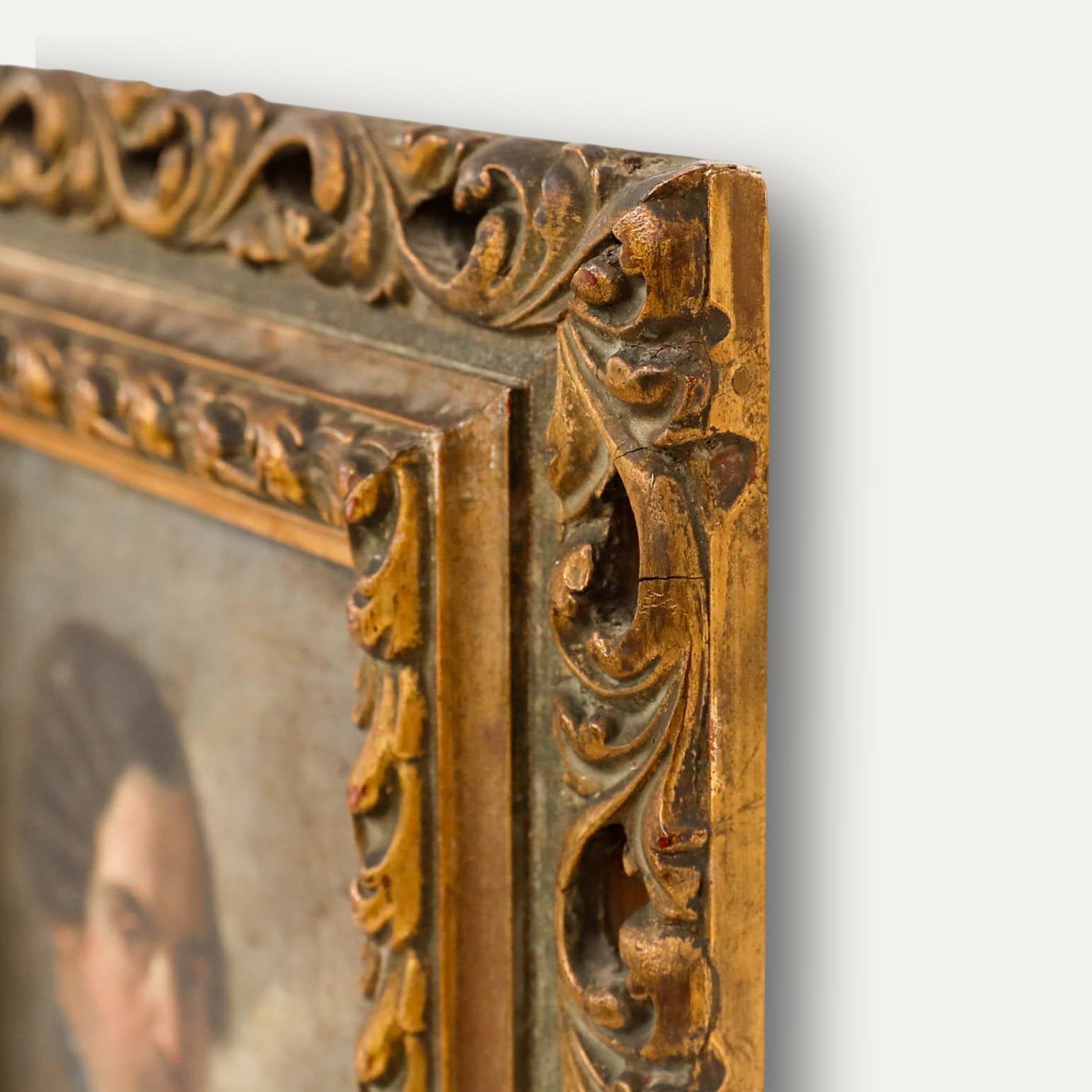 French School 19th Century Oil - Man in a Chequered Neckerchief For Sale 1