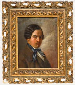 French School 19th Century Oil - Man in a Chequered Neckerchief